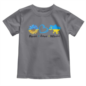 Peace Love Ukraine Sunflower Flag Toddler T Shirt TS10 Charcoal Print Your Wear