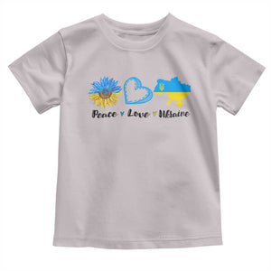 Peace Love Ukraine Sunflower Flag Toddler T Shirt TS10 Ice Gray Print Your Wear