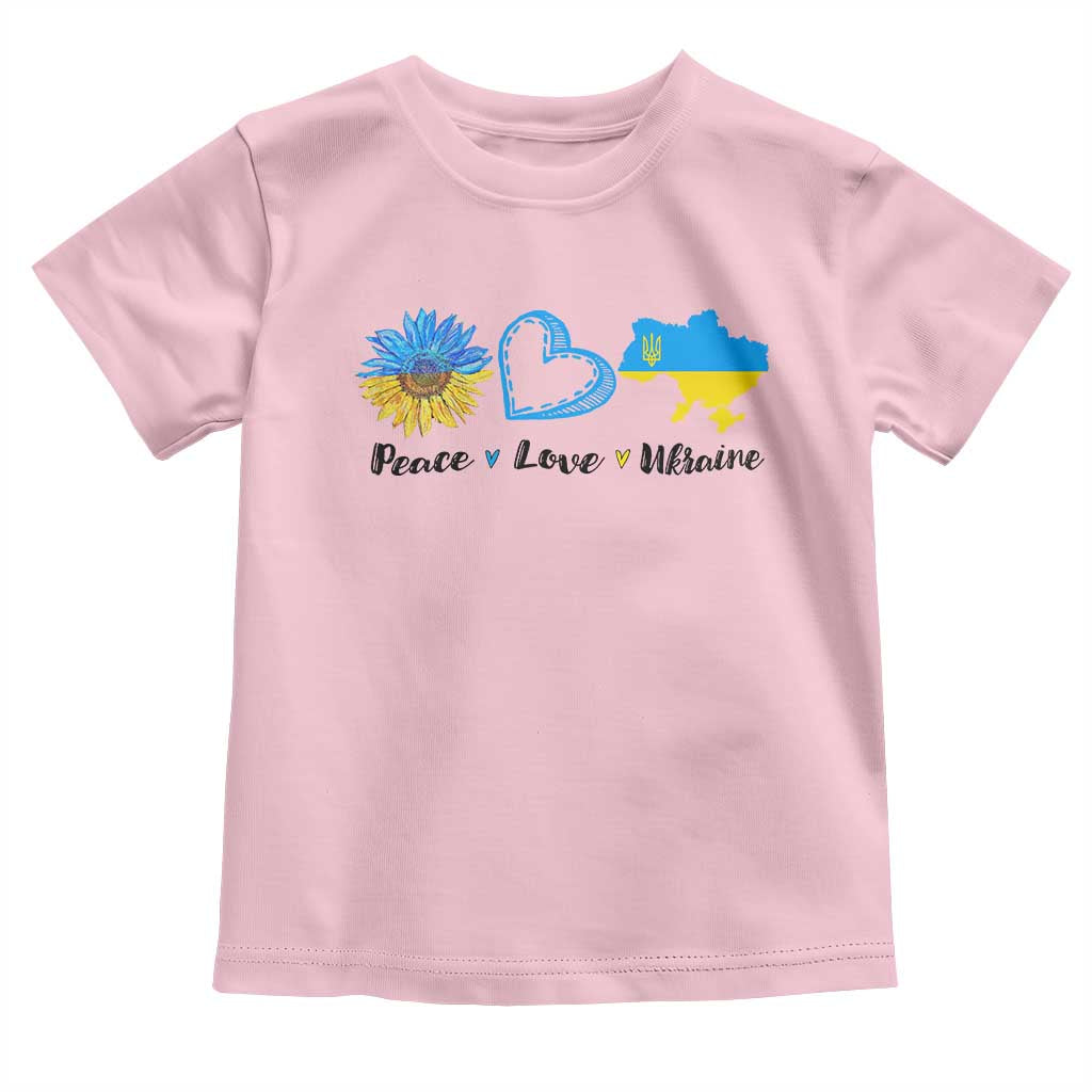 Peace Love Ukraine Sunflower Flag Toddler T Shirt TS10 Light Pink Print Your Wear