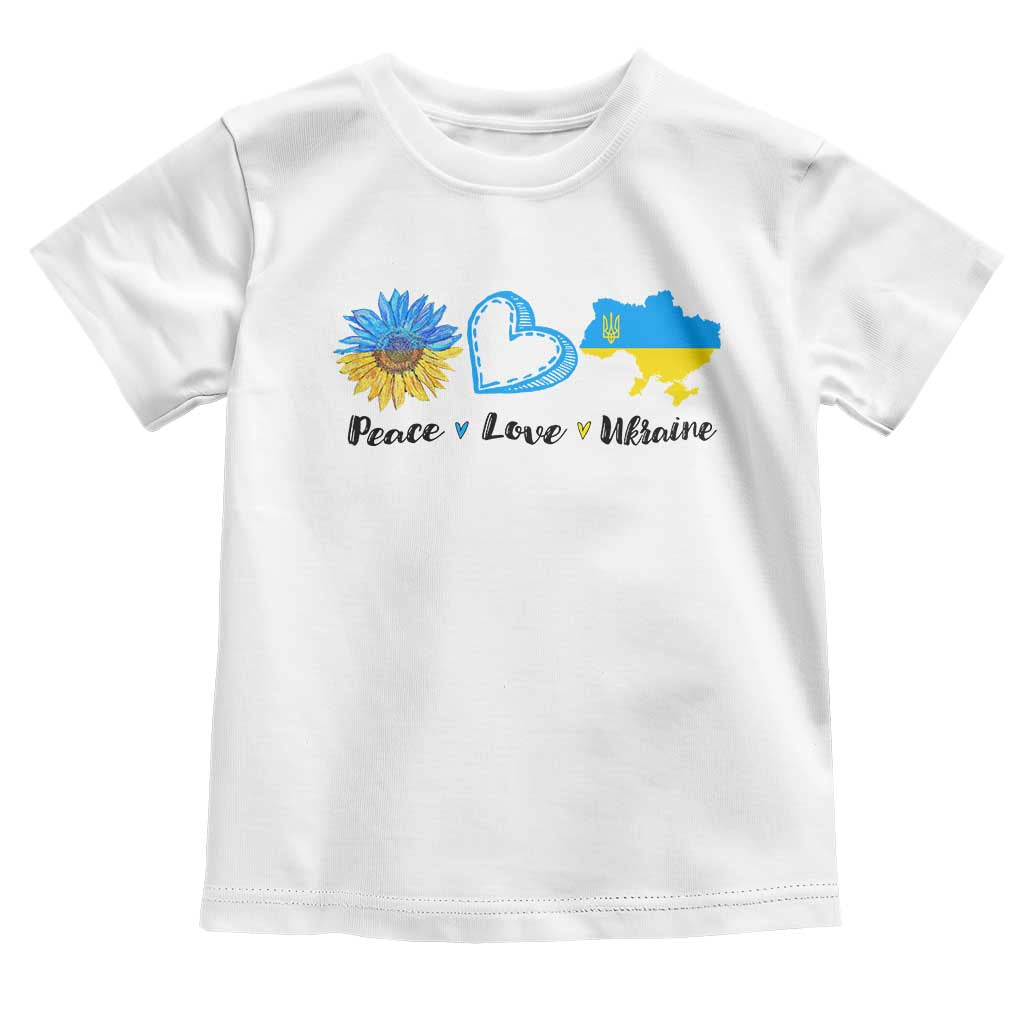 Peace Love Ukraine Sunflower Flag Toddler T Shirt TS10 White Print Your Wear
