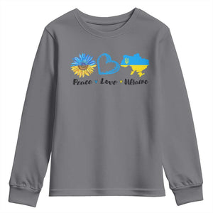 Peace Love Ukraine Sunflower Flag Youth Sweatshirt TS10 Charcoal Print Your Wear