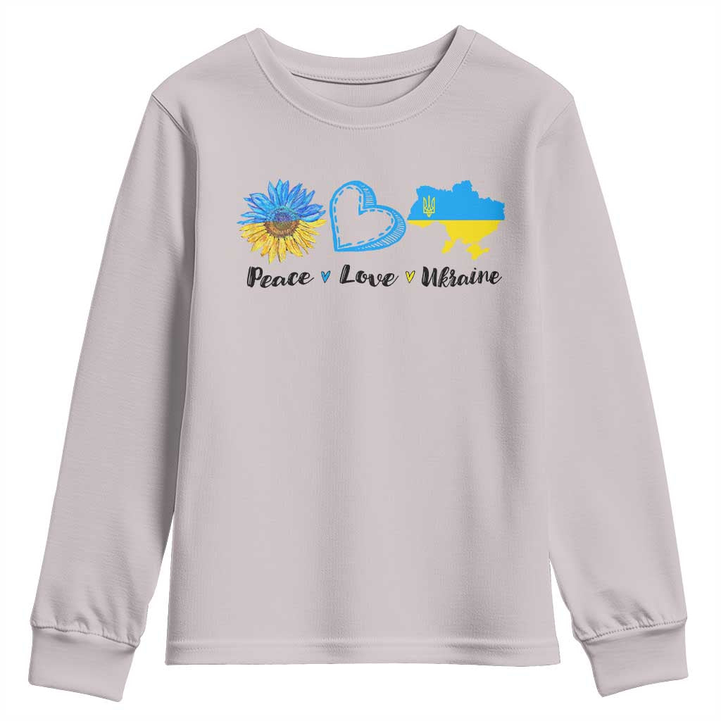 Peace Love Ukraine Sunflower Flag Youth Sweatshirt TS10 Ice Gray Print Your Wear