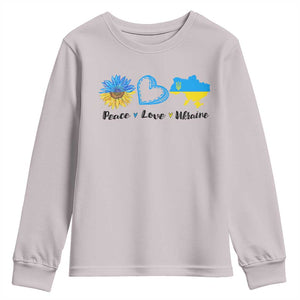 Peace Love Ukraine Sunflower Flag Youth Sweatshirt TS10 Ice Gray Print Your Wear