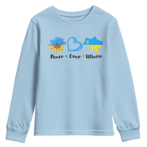 Peace Love Ukraine Sunflower Flag Youth Sweatshirt TS10 Light Blue Print Your Wear