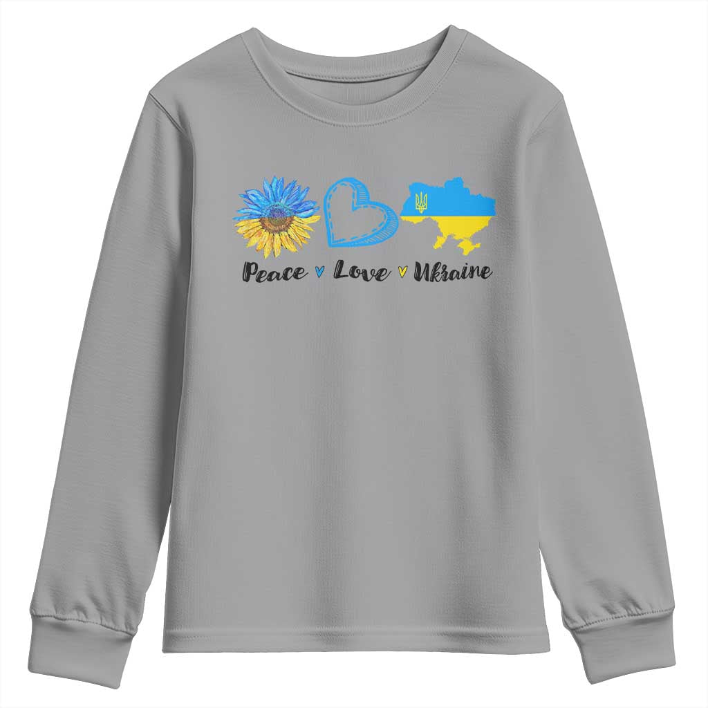 Peace Love Ukraine Sunflower Flag Youth Sweatshirt TS10 Sport Gray Print Your Wear