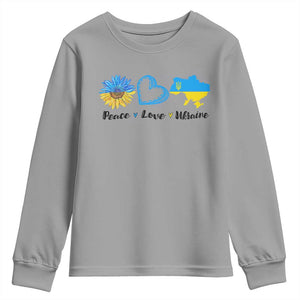 Peace Love Ukraine Sunflower Flag Youth Sweatshirt TS10 Sport Gray Print Your Wear