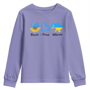 Peace Love Ukraine Sunflower Flag Youth Sweatshirt TS10 Violet Print Your Wear