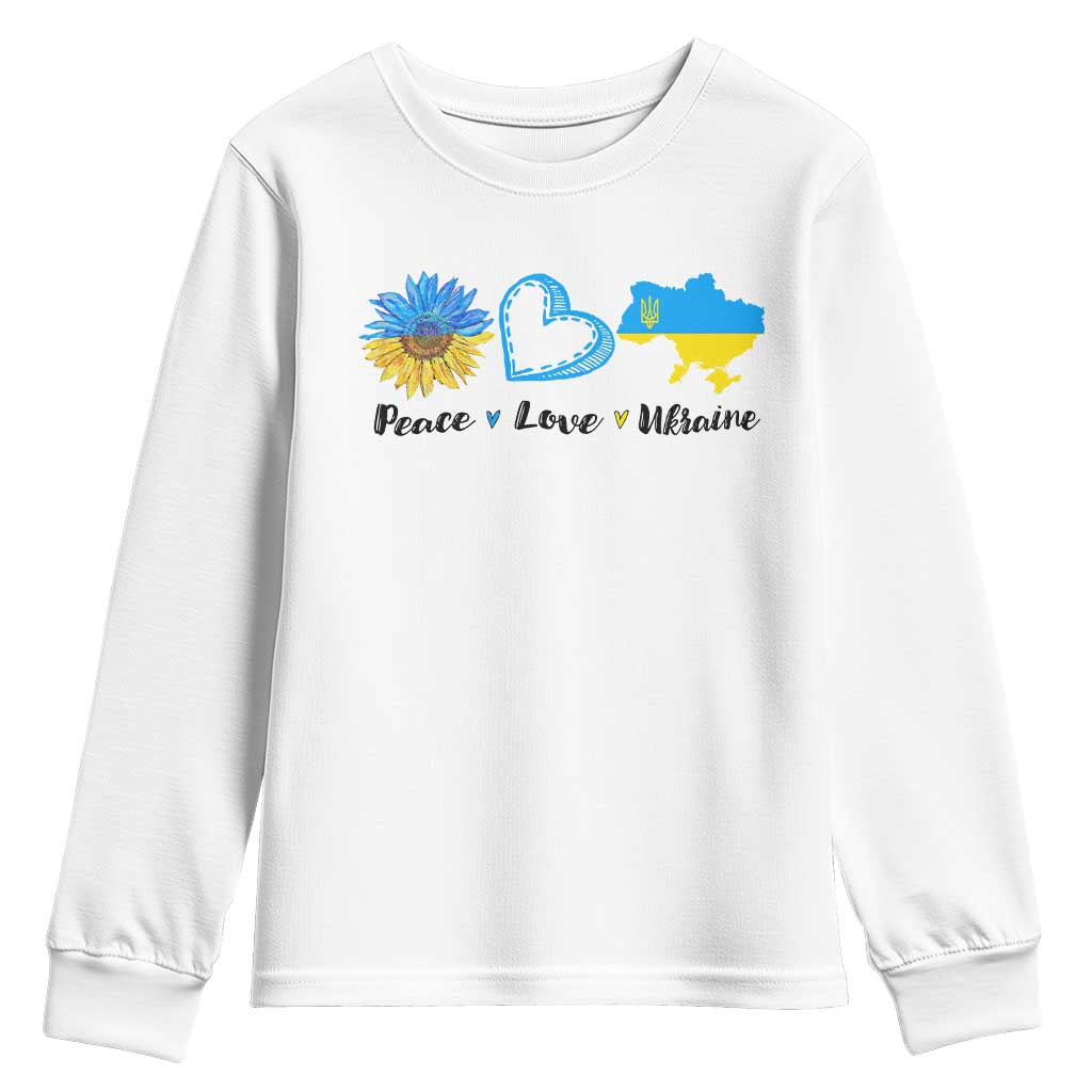 Peace Love Ukraine Sunflower Flag Youth Sweatshirt TS10 White Print Your Wear