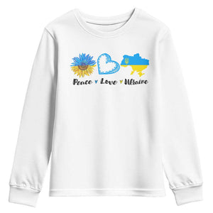 Peace Love Ukraine Sunflower Flag Youth Sweatshirt TS10 White Print Your Wear