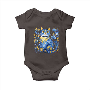 Ukraine Cat Floral Vintage Ukrainian Flag Baby Onesie TS10 Dark Chocolate Print Your Wear