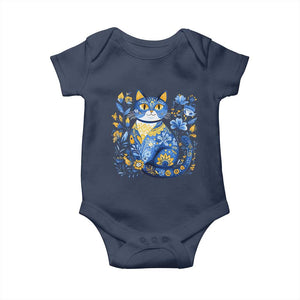 Ukraine Cat Floral Vintage Ukrainian Flag Baby Onesie TS10 Navy Print Your Wear