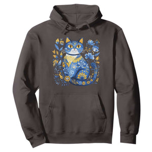 Ukraine Cat Floral Vintage Ukrainian Flag Hoodie TS10 Dark Chocolate Print Your Wear