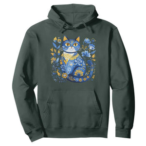 Ukraine Cat Floral Vintage Ukrainian Flag Hoodie TS10 Dark Forest Green Print Your Wear