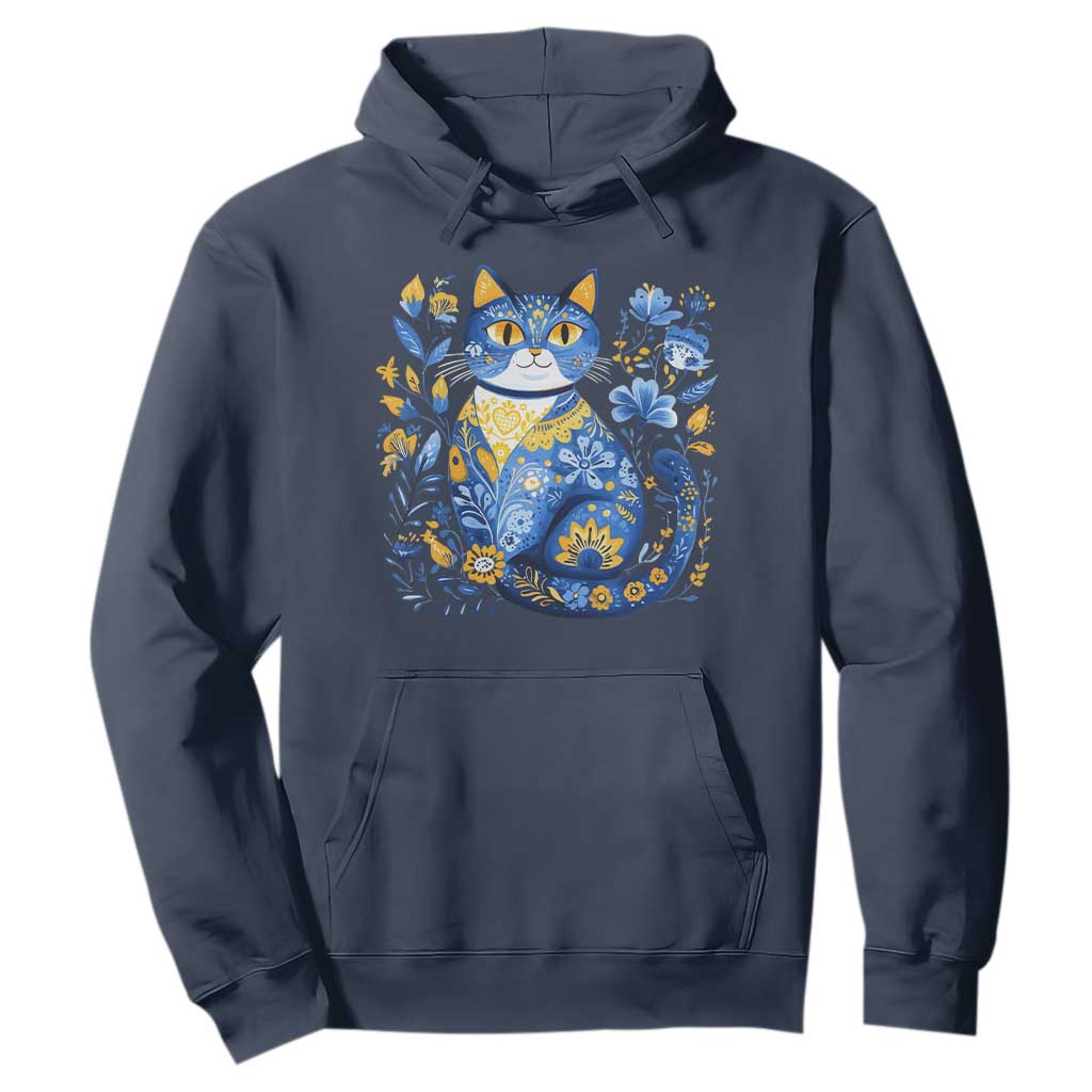 Ukraine Cat Floral Vintage Ukrainian Flag Hoodie TS10 Navy Print Your Wear
