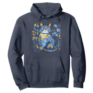 Ukraine Cat Floral Vintage Ukrainian Flag Hoodie TS10 Navy Print Your Wear