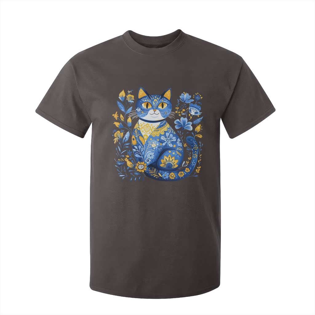 Ukraine Cat Floral Vintage Ukrainian Flag T Shirt For Kid TS10 Dark Chocolate Print Your Wear