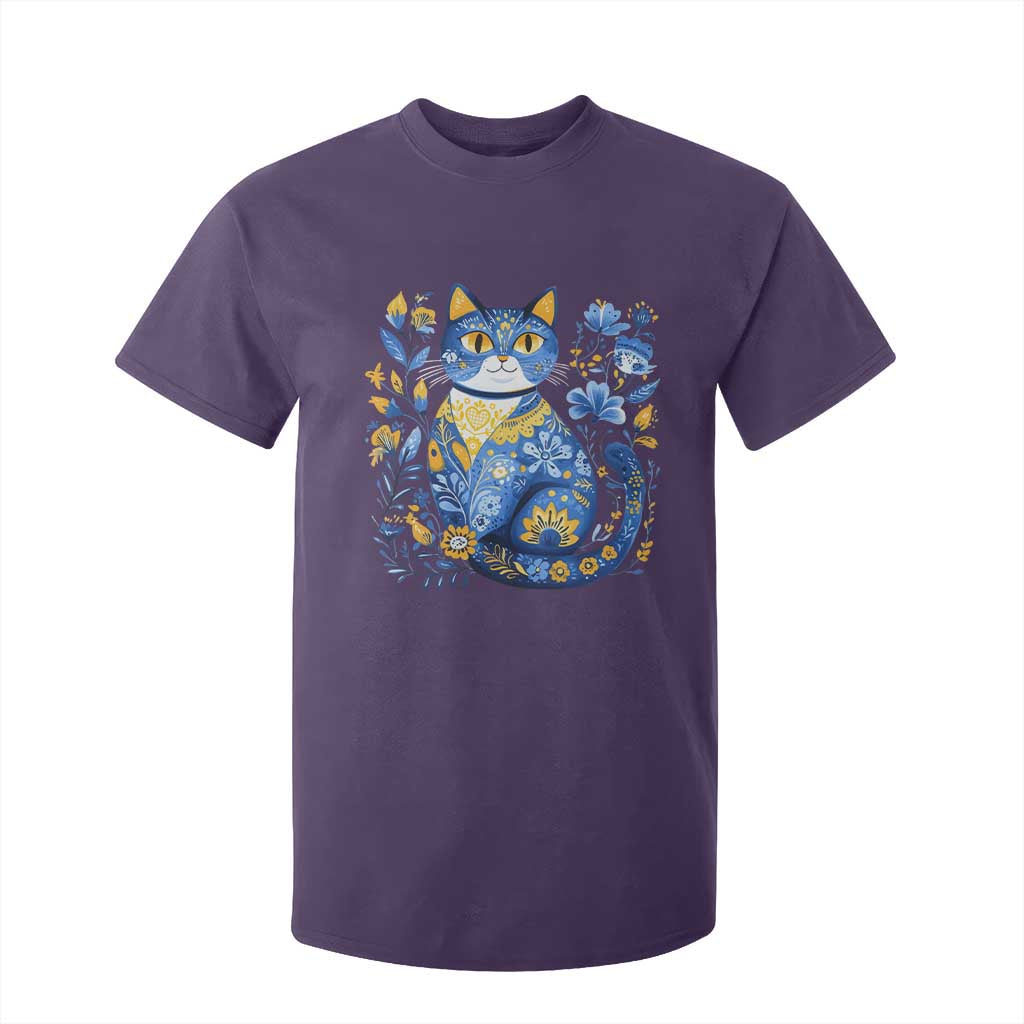 Ukraine Cat Floral Vintage Ukrainian Flag T Shirt For Kid TS10 Purple Print Your Wear