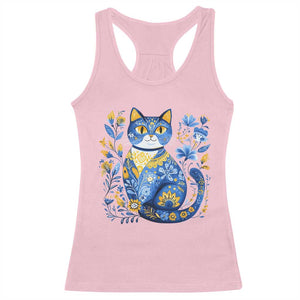 Ukraine Cat Floral Vintage Ukrainian Flag Racerback Tank Top TS10 Light Pink Print Your Wear
