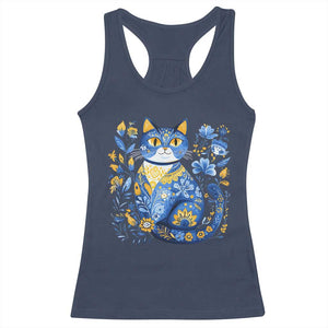 Ukraine Cat Floral Vintage Ukrainian Flag Racerback Tank Top TS10 Navy Print Your Wear