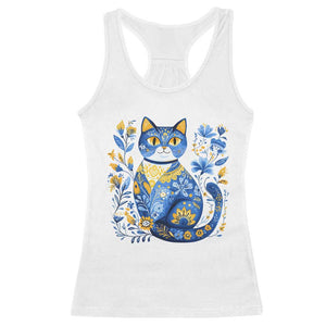 Ukraine Cat Floral Vintage Ukrainian Flag Racerback Tank Top TS10 White Print Your Wear