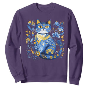 Ukraine Cat Floral Vintage Ukrainian Flag Sweatshirt TS10 Purple Print Your Wear