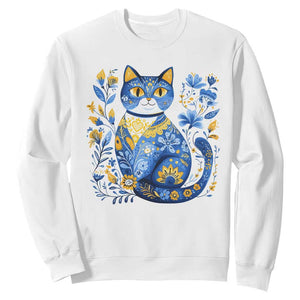 Ukraine Cat Floral Vintage Ukrainian Flag Sweatshirt TS10 White Print Your Wear