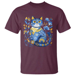 Ukraine Cat Floral Vintage Ukrainian Flag T Shirt TS10 Maroon Print Your Wear