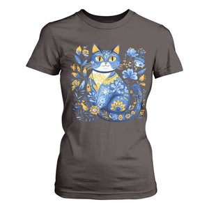 Ukraine Cat Floral Vintage Ukrainian Flag T Shirt For Women TS10 Dark Chocolate Print Your Wear