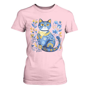 Ukraine Cat Floral Vintage Ukrainian Flag T Shirt For Women TS10 Light Pink Print Your Wear