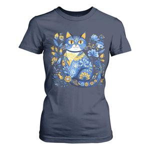 Ukraine Cat Floral Vintage Ukrainian Flag T Shirt For Women TS10 Navy Print Your Wear