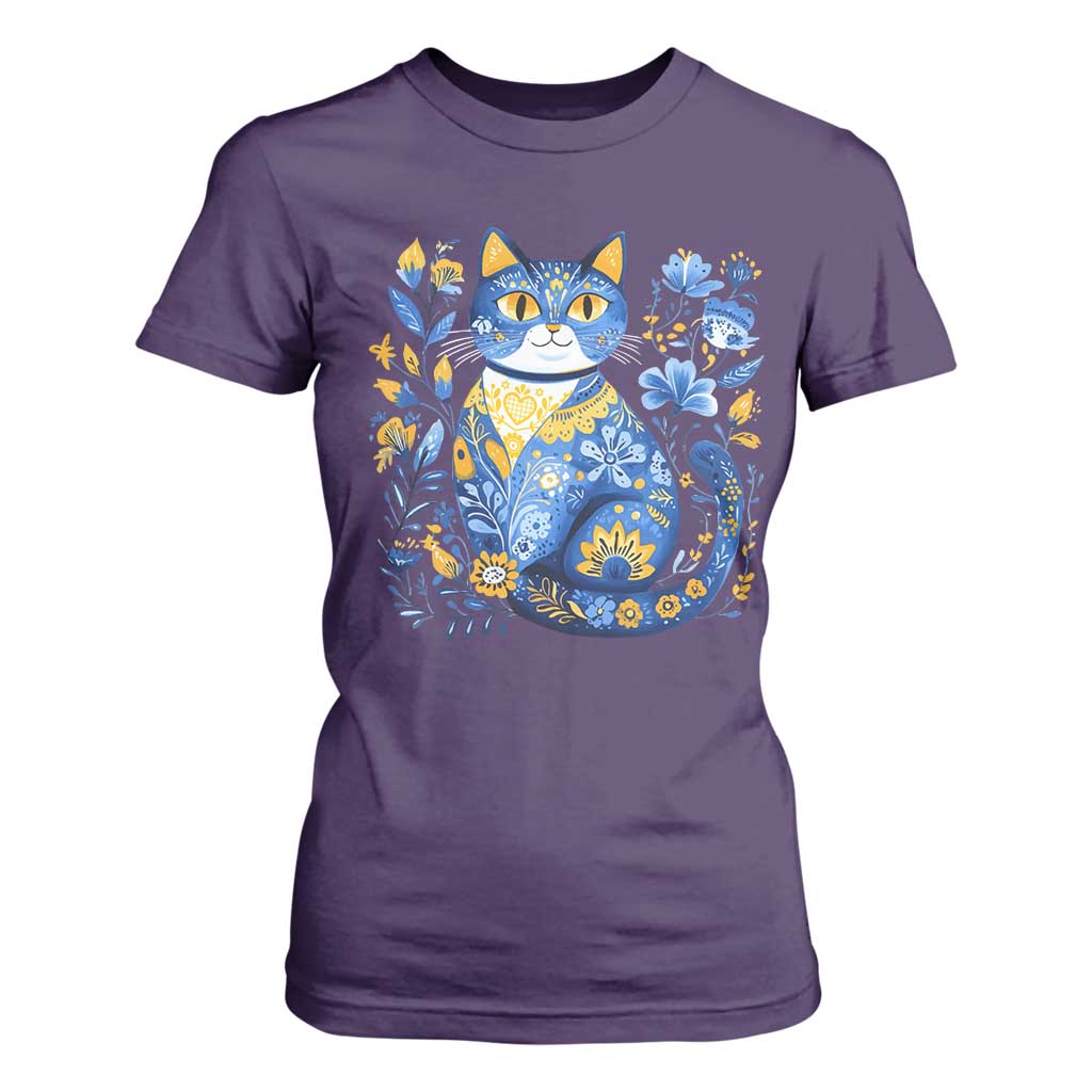 Ukraine Cat Floral Vintage Ukrainian Flag T Shirt For Women TS10 Purple Print Your Wear