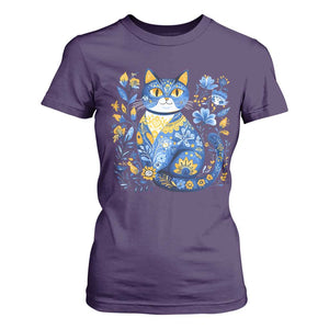Ukraine Cat Floral Vintage Ukrainian Flag T Shirt For Women TS10 Purple Print Your Wear