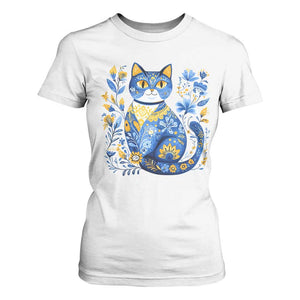 Ukraine Cat Floral Vintage Ukrainian Flag T Shirt For Women TS10 White Print Your Wear