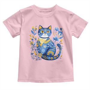 Ukraine Cat Floral Vintage Ukrainian Flag Toddler T Shirt TS10 Light Pink Print Your Wear