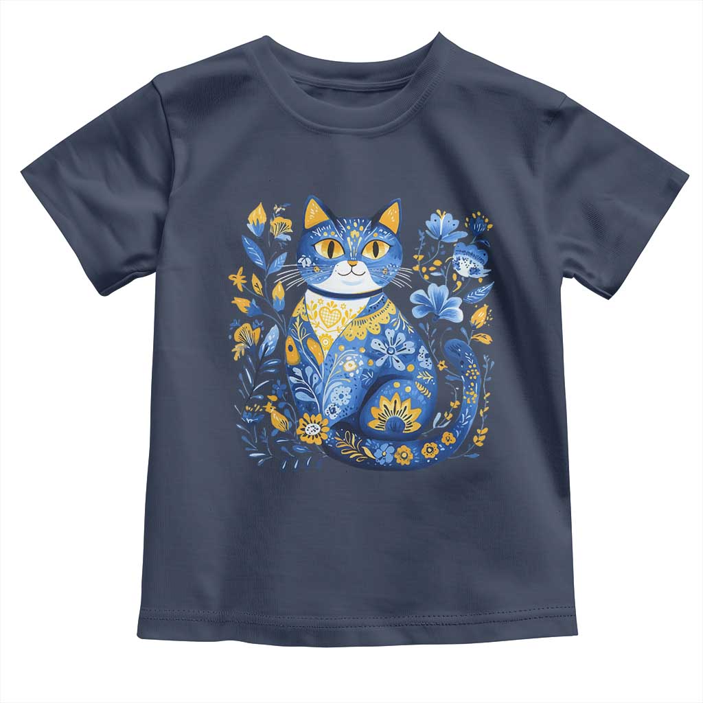 Ukraine Cat Floral Vintage Ukrainian Flag Toddler T Shirt TS10 Navy Print Your Wear