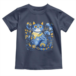 Ukraine Cat Floral Vintage Ukrainian Flag Toddler T Shirt TS10 Navy Print Your Wear