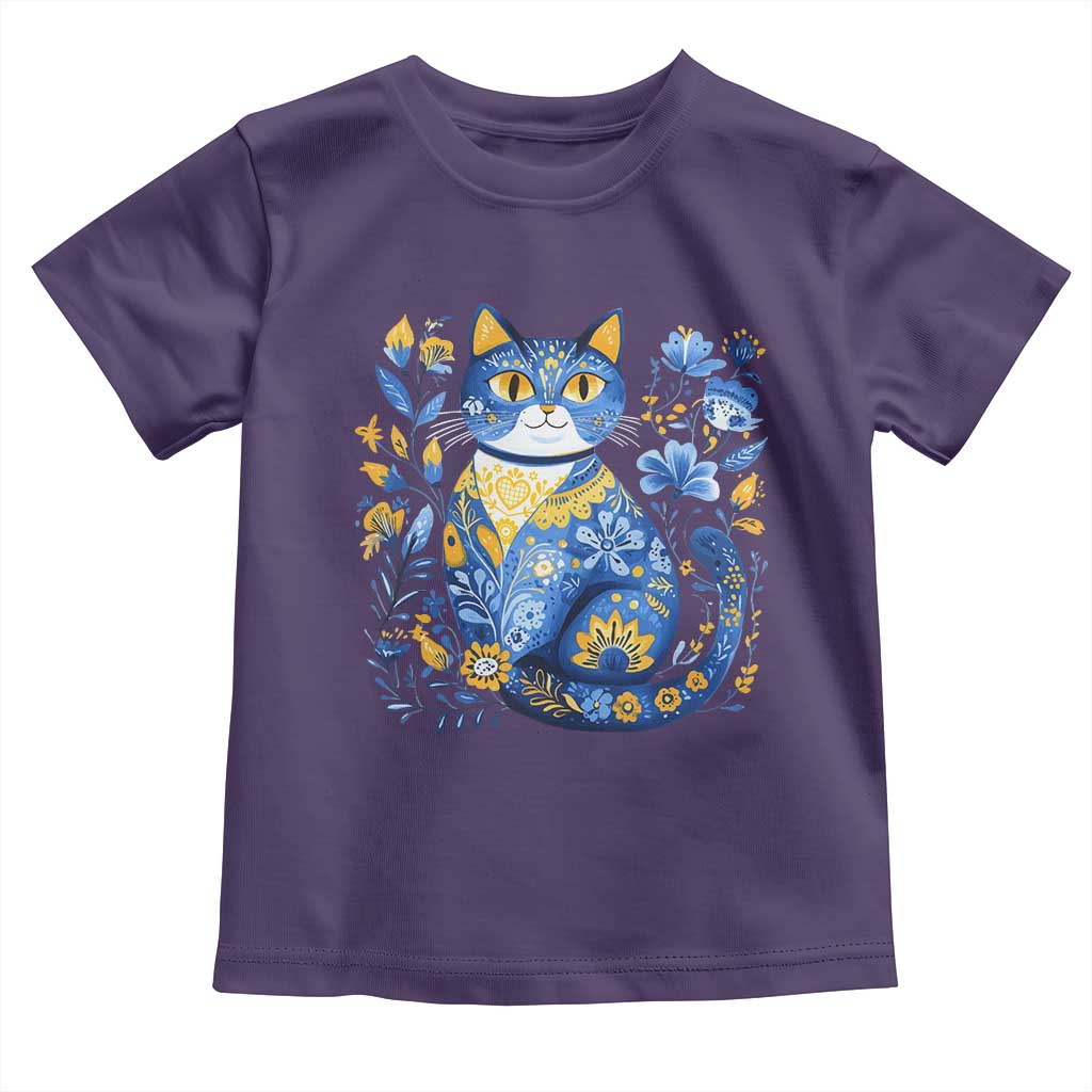 Ukraine Cat Floral Vintage Ukrainian Flag Toddler T Shirt TS10 Purple Print Your Wear