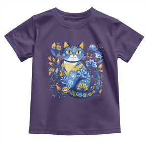 Ukraine Cat Floral Vintage Ukrainian Flag Toddler T Shirt TS10 Purple Print Your Wear