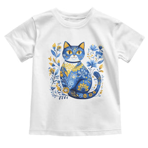 Ukraine Cat Floral Vintage Ukrainian Flag Toddler T Shirt TS10 White Print Your Wear