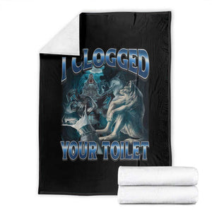 Alpha Wolf Meme Throw Blanket I Clogged Your Toilet Funny Unhinged Stupid Brainrot TS10 Black Print Your Wear