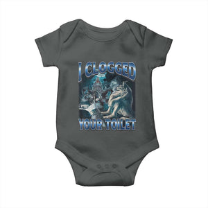 Alpha Wolf Meme Baby Onesie I Clogged Your Toilet Funny Unhinged Stupid Brainrot TS10 Dark Heather Print Your Wear