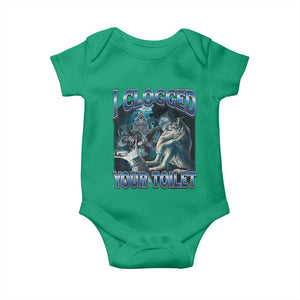 Alpha Wolf Meme Baby Onesie I Clogged Your Toilet Funny Unhinged Stupid Brainrot TS10 Irish Green Print Your Wear