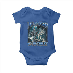 Alpha Wolf Meme Baby Onesie I Clogged Your Toilet Funny Unhinged Stupid Brainrot TS10 Royal Blue Print Your Wear