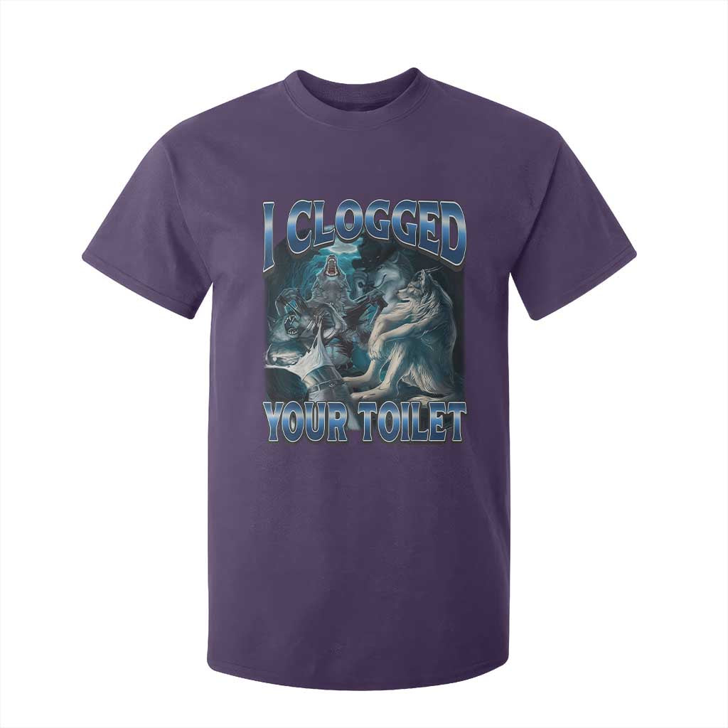 Alpha Wolf Meme T Shirt For Kid I Clogged Your Toilet Funny Unhinged Stupid Brainrot TS10 Purple Print Your Wear