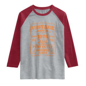 Vintage 50 Birthday Raglan Shirt 50yr 1976 50th Birthday TS10 Heather Gray Heather Red Print Your Wear