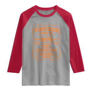Vintage 50 Birthday Raglan Shirt 50yr 1976 50th Birthday TS10 Sport Gray Red Print Your Wear