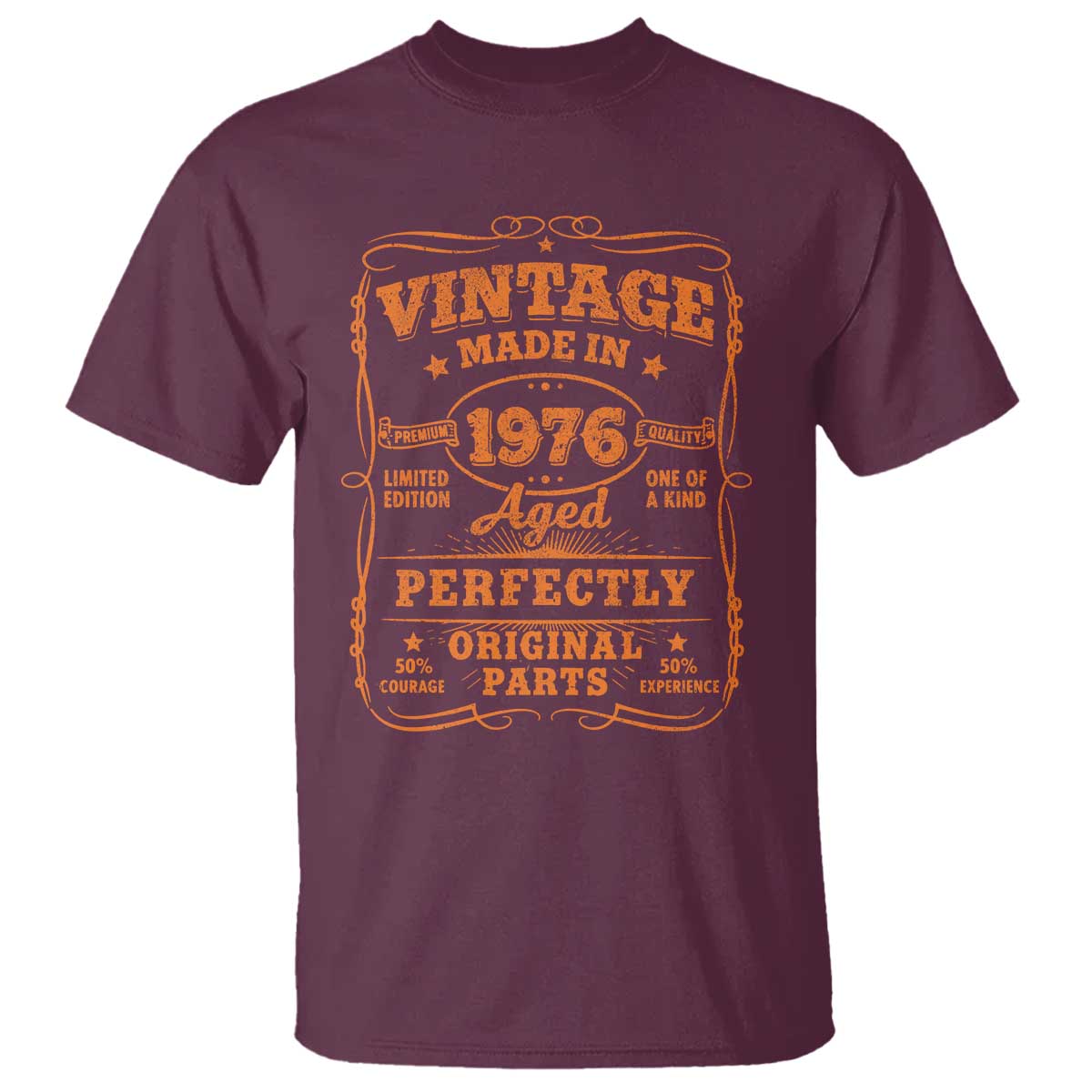 Vintage 50 Birthday T Shirt 50yr 1976 50th Birthday TS10 Maroon Print Your Wear