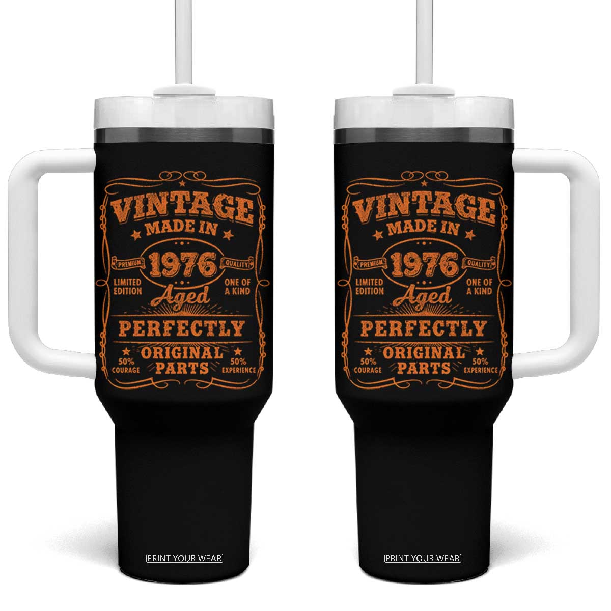 Vintage 50 Birthday Tumbler With Handle 50yr 1976 50th Birthday TS10 One Size: 40 oz Black Print Your Wear