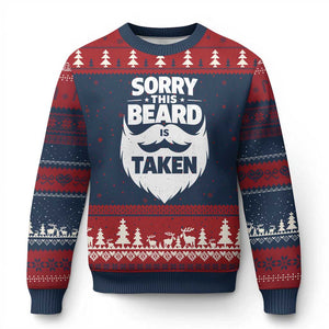 Sorry This Beard Is Taken Ugly Christmas Sweater Valentines Day For Him Dad TS10 Navy Red Print Your Wear