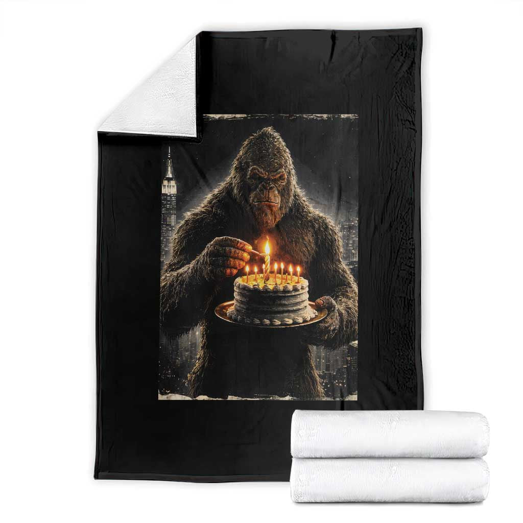 Funny Birthday Bigfoot Throw Blanket Sasquatsch Bday Party Vintage Graphic Japanese Art TS10 Black Print Your Wear